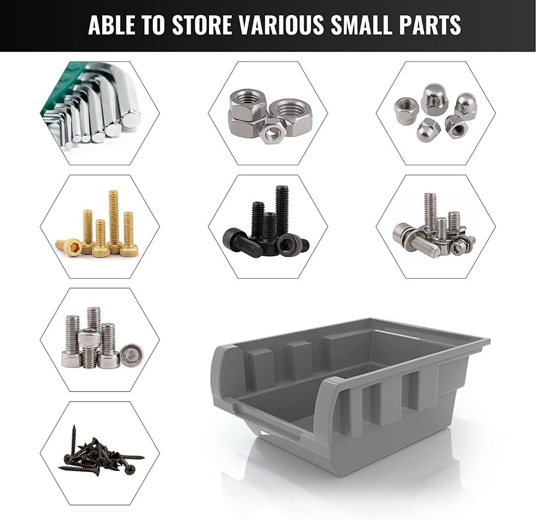 XDOVET Garage Organizer Bins, 30pc Wall Mount Storage Small Parts Bins with Peg Board and Install Screws, Store Your Nuts, Bolts, Screws, Nails