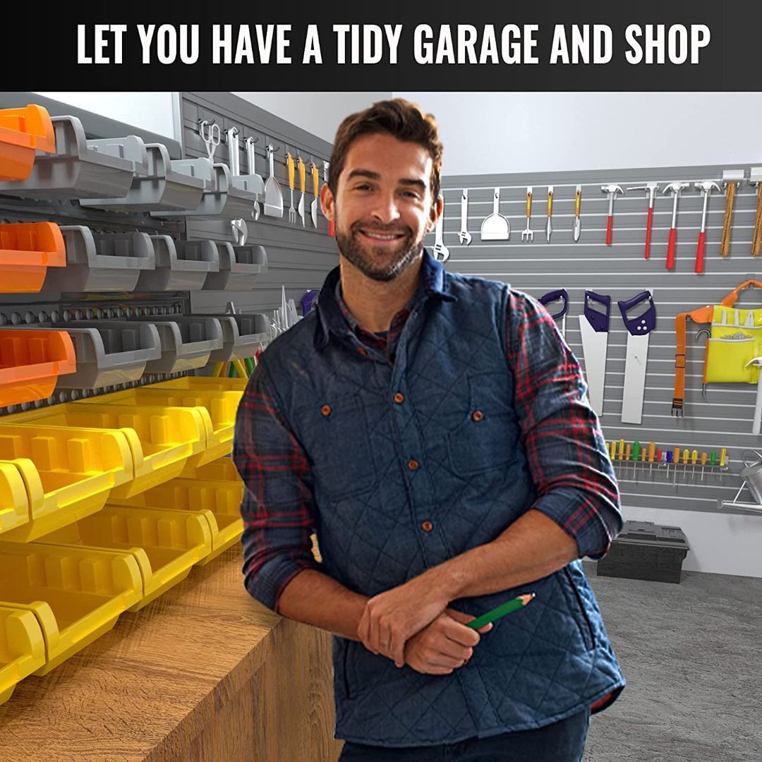 XDOVET Garage Organizer Bins, 30PC Wall Mount Storage Small Parts Bins With  Peg Board And Install Screws, Store Your Nuts, Bolts, Screws, Nails, Beads,  Furniture & Home Living, Furniture, Shelves, Cabinets 