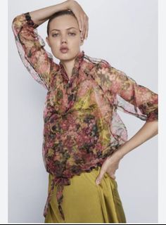 Zara floral sheer bomber jacket