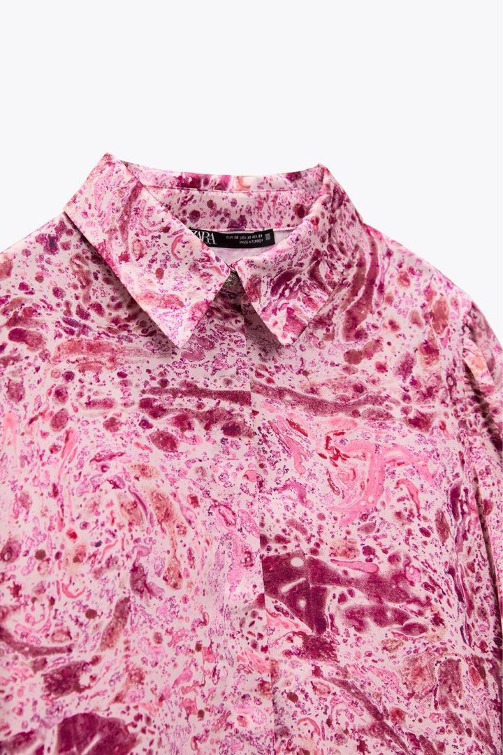 Zara flowy satin blouse, Women's Fashion, Tops, Blouses on Carousell