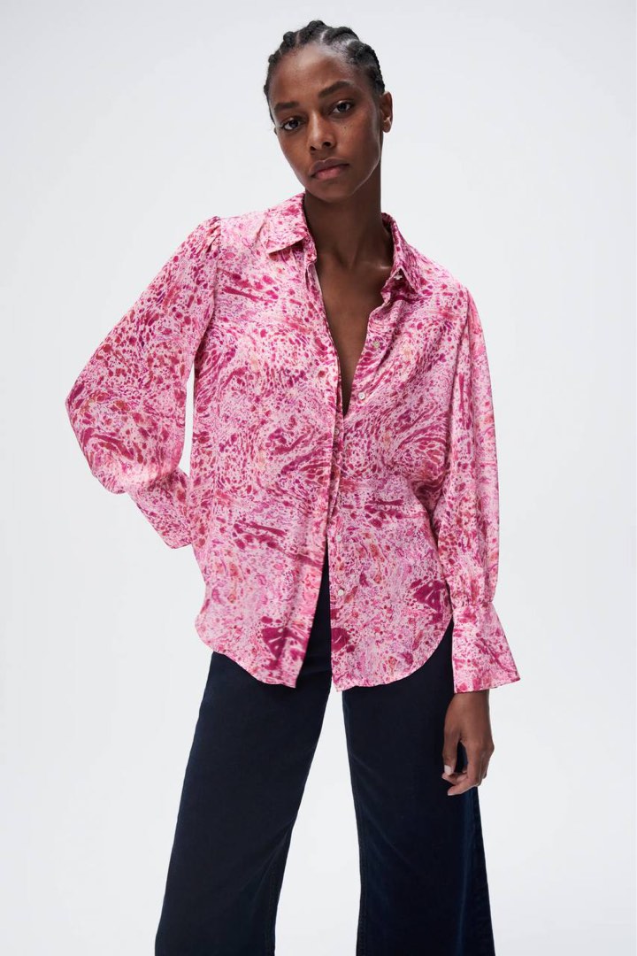 Zara flowy satin blouse, Women's Fashion, Tops, Blouses on Carousell