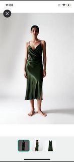 Zara green silky dress
