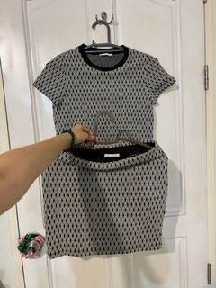 Zara jacquard shirt and skirt set