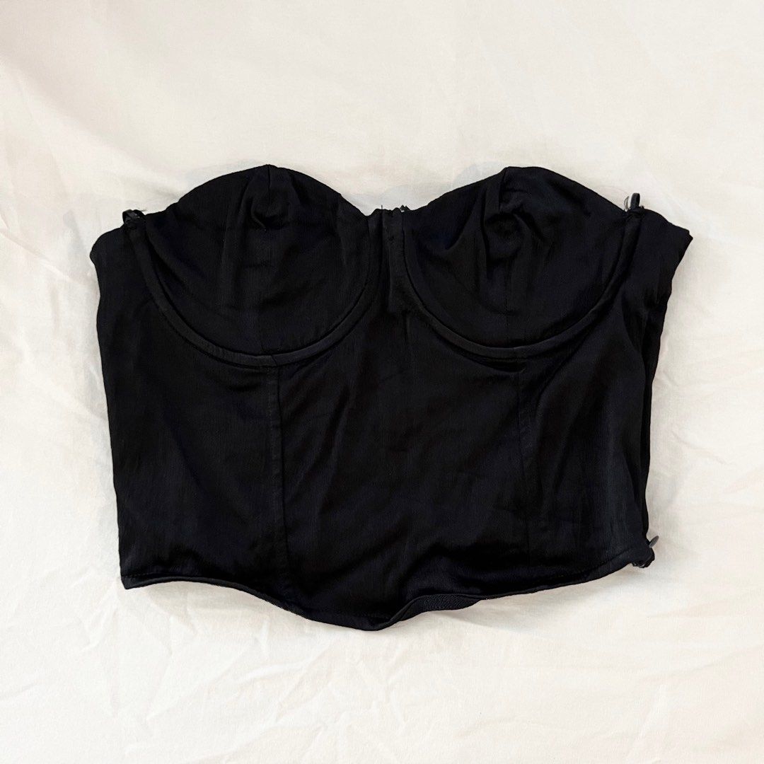 Zara Satin Effect Corset Top, Women's Fashion, Tops, Sleeveless on