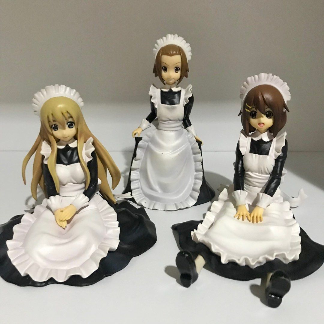 (1 set) K-on yui hirasawa & ritsu tainaka maid outfit fuku ver anime figure  (banpresto)