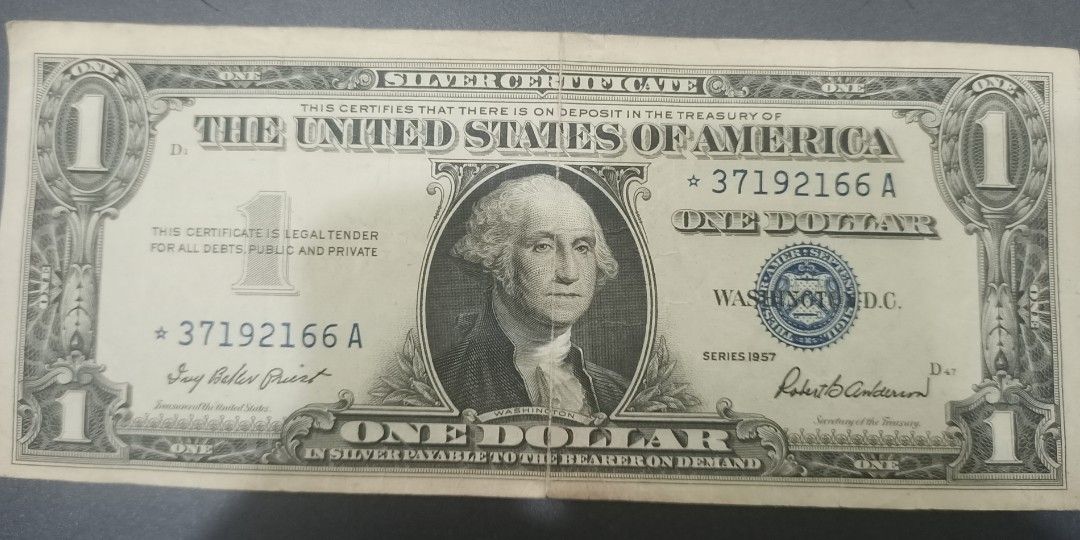 $1 silver certificate 1957 star note USA banknote Hobbies Toys