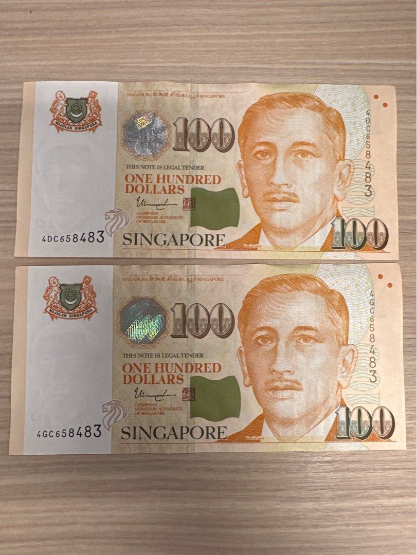 2 X Identical Serial Number SM T Shanmugaratnam Signed 100 Singapore 2-x-identical-serial-number-sm-t-shanmugaratnam-signed-100-singapore