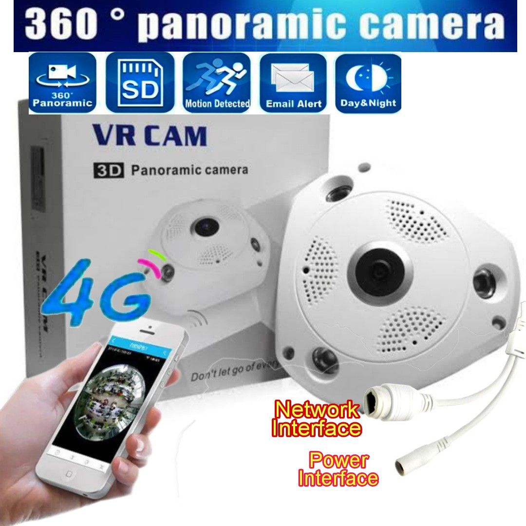 Specificitet Panter parfume 360 Degree 3D VR Panorama Camera Wireless HD WIFI IP Camera Home Security  Monitor IR Night Vision Motion Detection Video Cam, Furniture & Home  Living, Security & Locks, Security Systems & CCTV