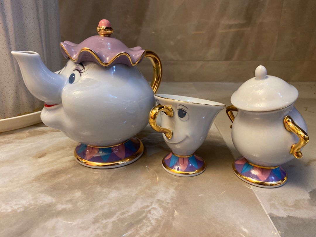 Disney Beauty & Beast 6 MRS. POTTS Teapot & CHIP Plush Toy Set Tea