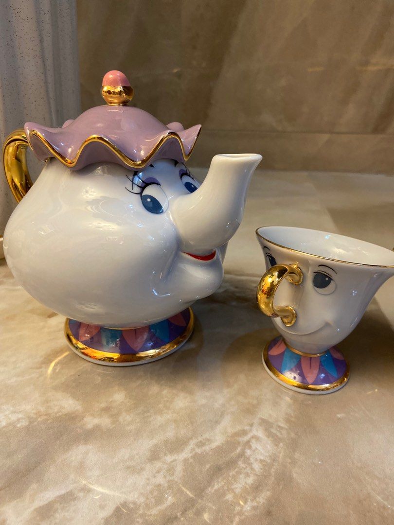 Disney Beauty & Beast 6 MRS. POTTS Teapot & CHIP Plush Toy Set Tea