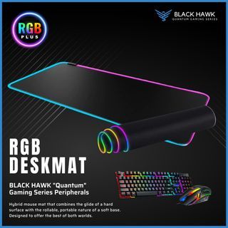 🦅 (𝐒𝐆 𝐒𝐓𝐎𝐂𝐊) Black Hawk RGB Desk Mat | Mouse Pad | Gaming DeskMat | RGB Mouse Pad | Razer | Gaming Desk | Gaming Chair |