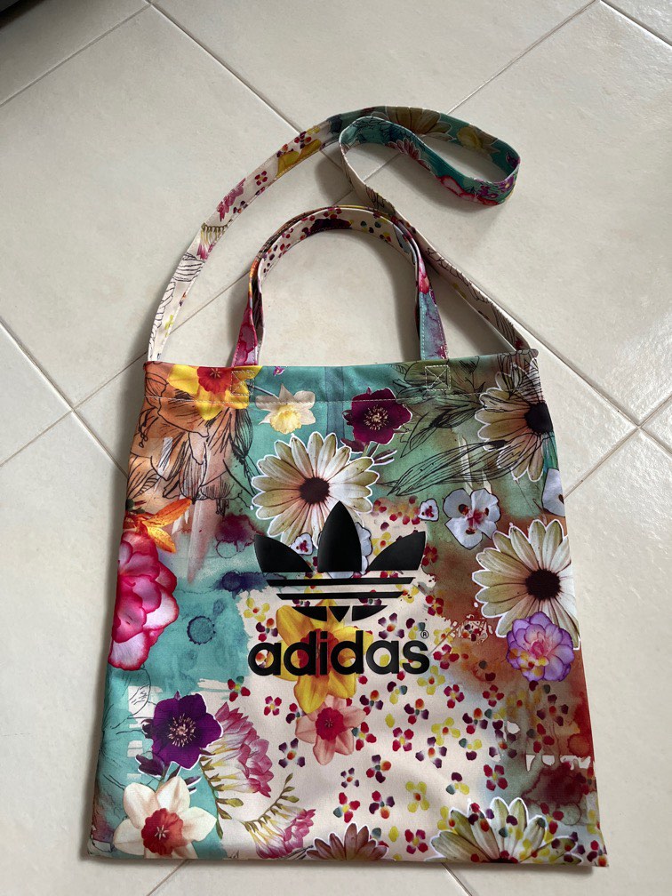 Adidas floral shop tote bag