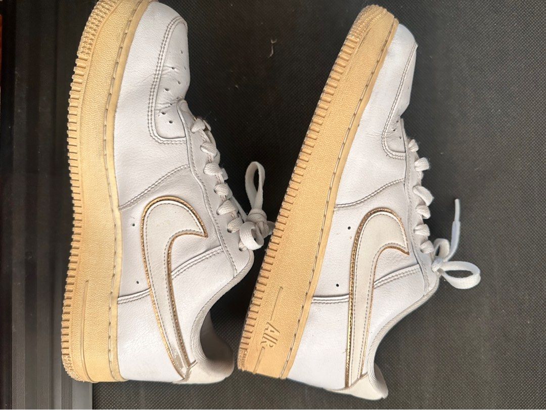 womens air force 1 white and gold