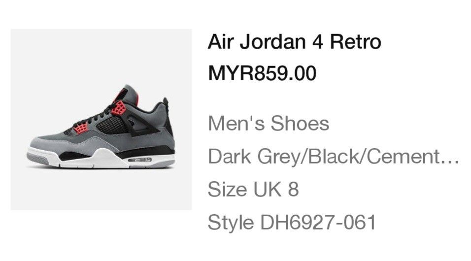 Air Jordan 4 AJ4 Retro "Infrared", Men's Fashion, Footwear