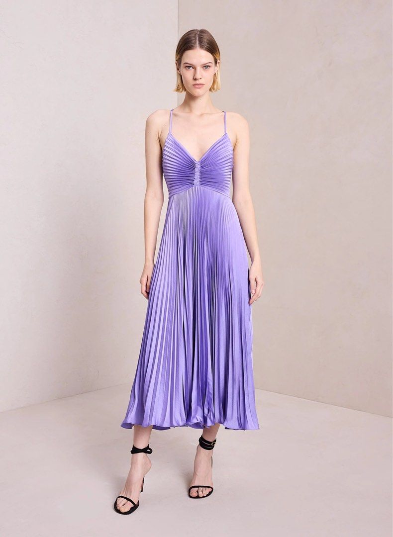 ALC Gemini Pleated midi maxi dress purple Women s Fashion