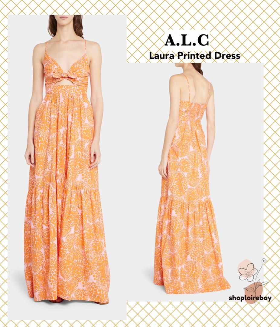 Ashley Orange Floral Formal Maxi Dress