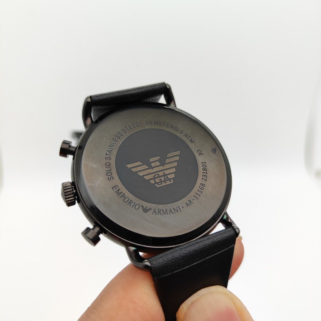 AUTHENTIC PRE OWNED EMPORIO ARMANI MEN S AVIATOR CHRONOGRAPH WATCH BLACK AR 11168
