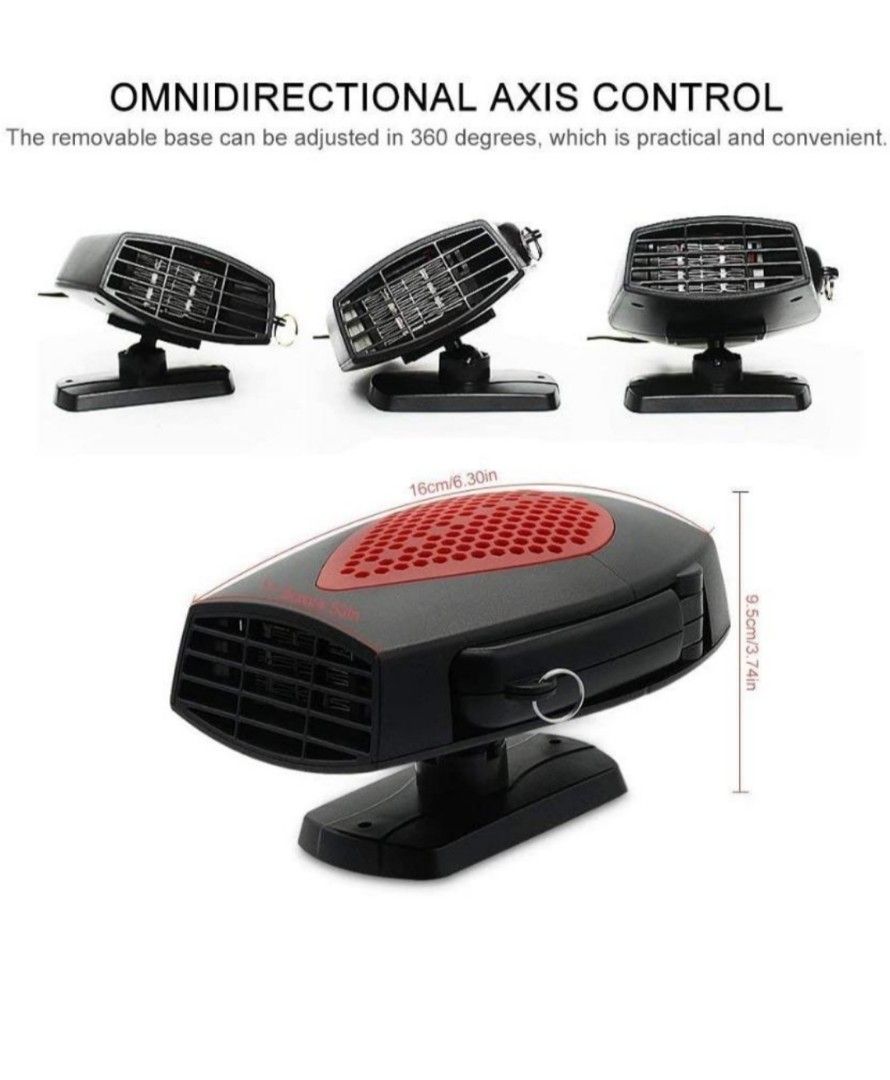 CL2)Auto Heater Fan XFD5001 12V Portable, Folding HandleBlack and In