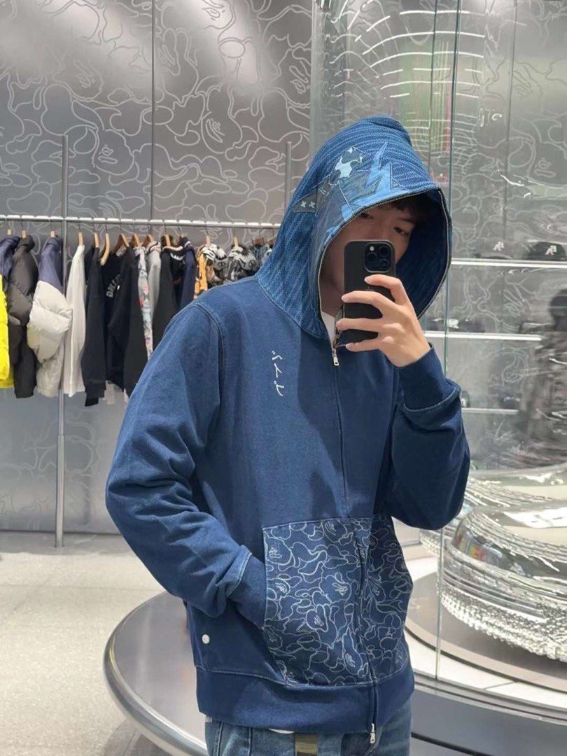 BAPE SAMURAI INDIGO FULL ZIP HOODIE