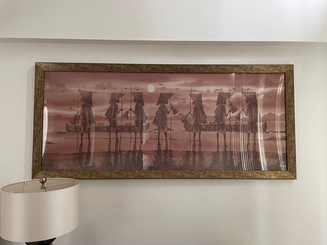 Batik art in solid wood frame, Furniture & Home Living, Home Decor