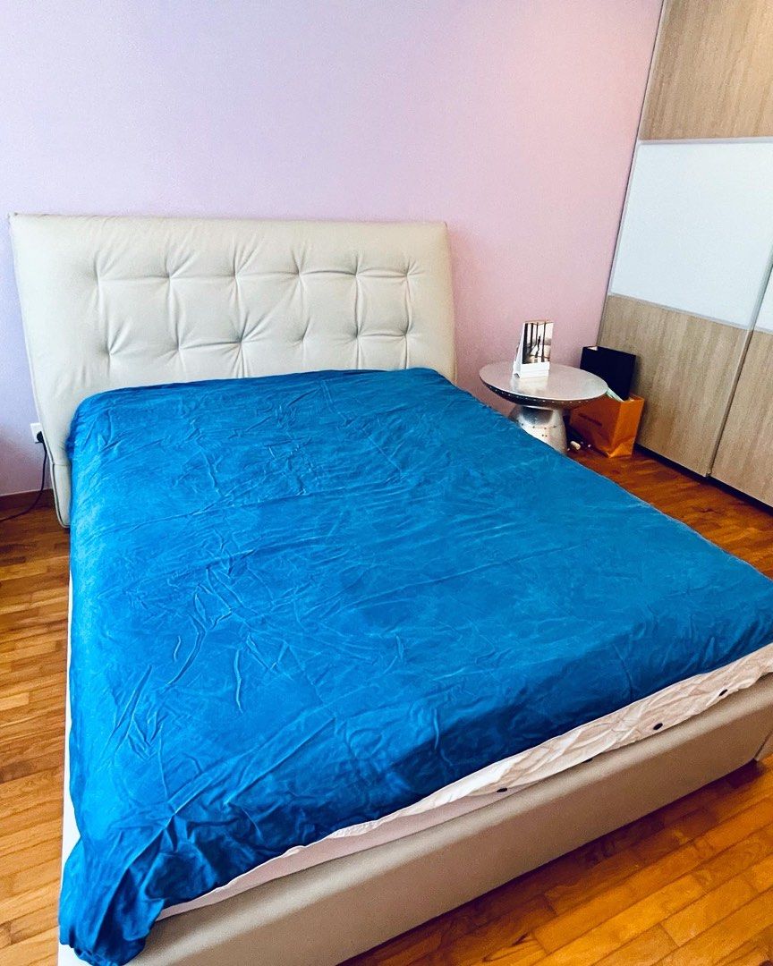 Bed frame queen size leather, Furniture & Home Living, Furniture, Bed