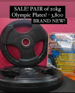 Brand New 20kg Black Olympic Tri-Grip Plates