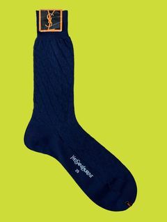 Brand New YSL Dark Blue Patterned Socks