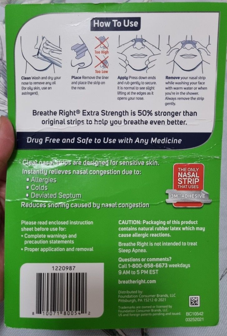 Breathe Right Nasal Strips (Extra Strength), Everything Else on Carousell