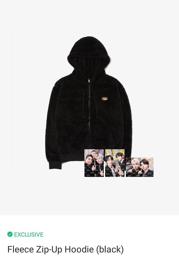 BTS Permission to Dance PTD Black Fleece Zip Up Hoodie (Large) (no