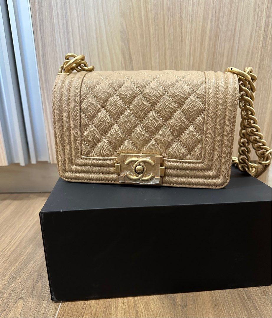 PRICE DOWN FURTHER Chanel Small Boy Bag in Beige GHW