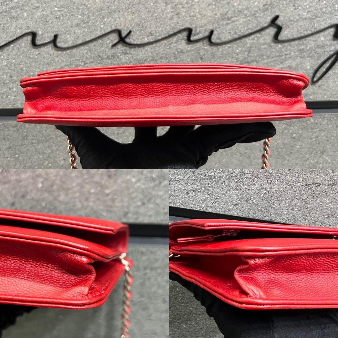 YL WOC 19 RED CHEVERON CAVIAR GOLD HARDWARE