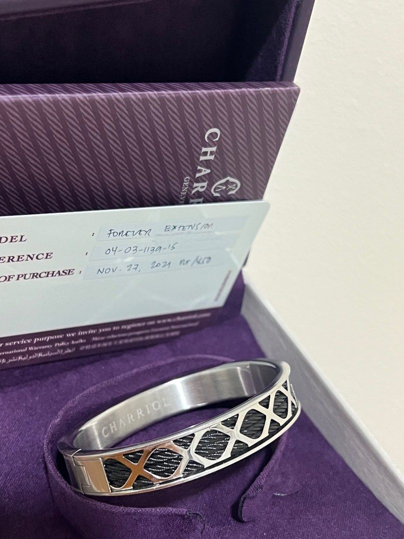 Charriol Forever Bangle (Category: Luxury Accessories) located in Quezon City. Submitted by __declutter (Listing ID 1215433035, Image 1). Description: • Got this last November 2021 • Barely used •Size: SMALL • No other flaws besides minimal scratches that are inevitable on the silver part • Comes with box and card • SRP at Php 20,950.
