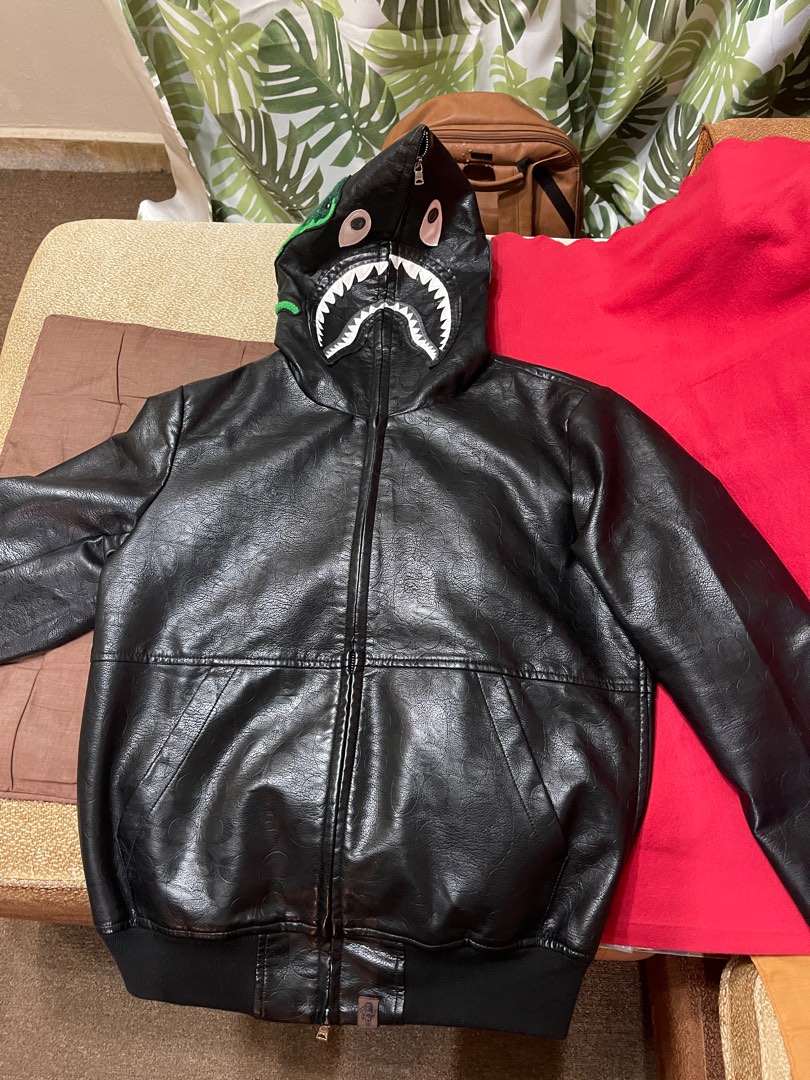 Bape clearance leather hoodie