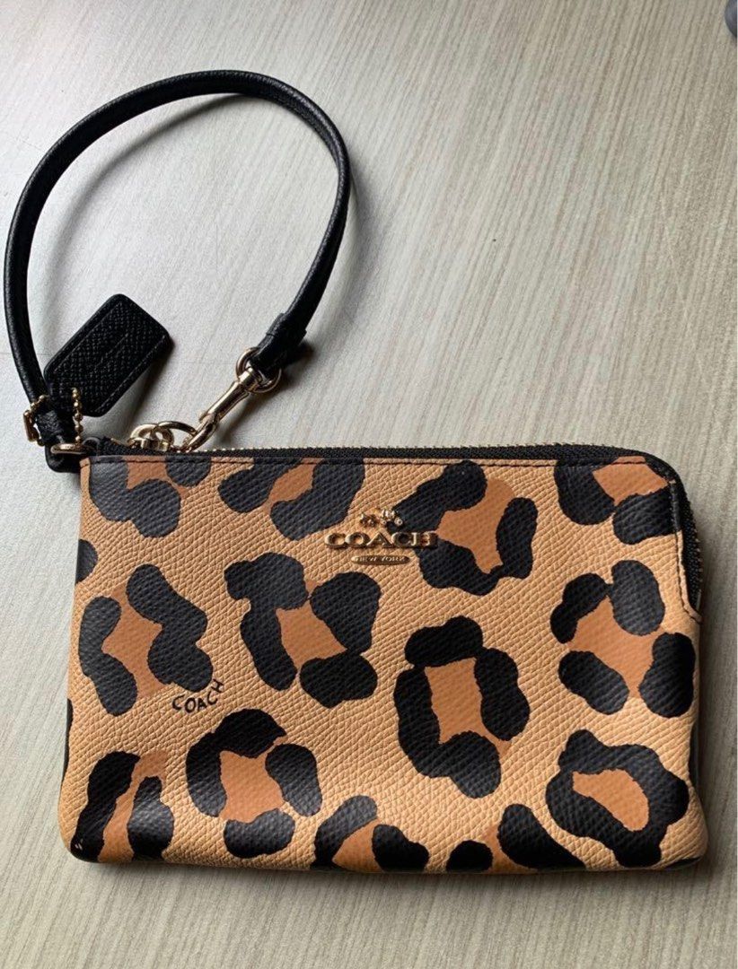 Coach Leopard Print Wristlet, Women's Fashion, Bags & Wallets, Wallets