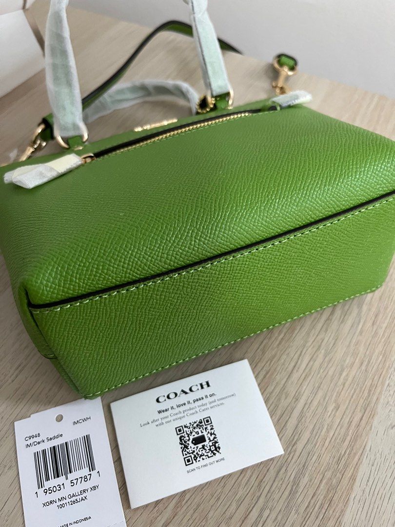 Coach C9948 Mini Gallery Top Zip Crossbody Bag in Neon Green
