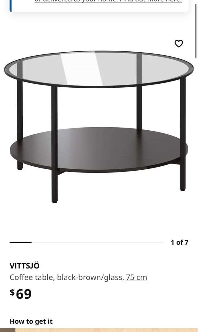 Coffee Table IKEA VITTSJO, Furniture & Home Living, Furniture, Tables