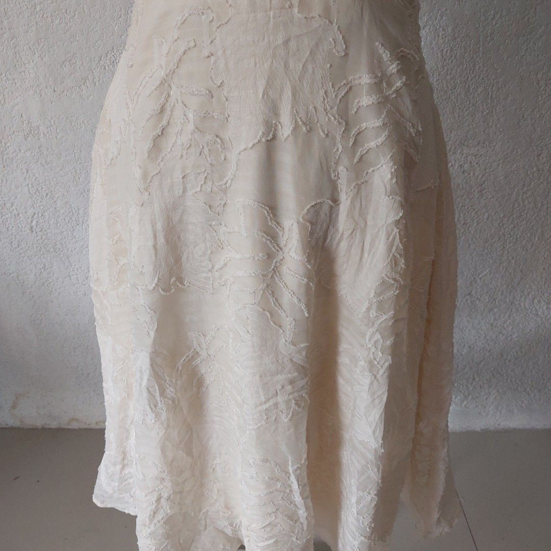 Cream dress midi dress textured dress ninang dress civil wedding dress ...