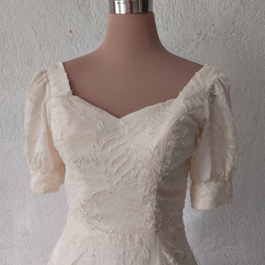 Cream dress midi dress textured dress ninang dress civil wedding