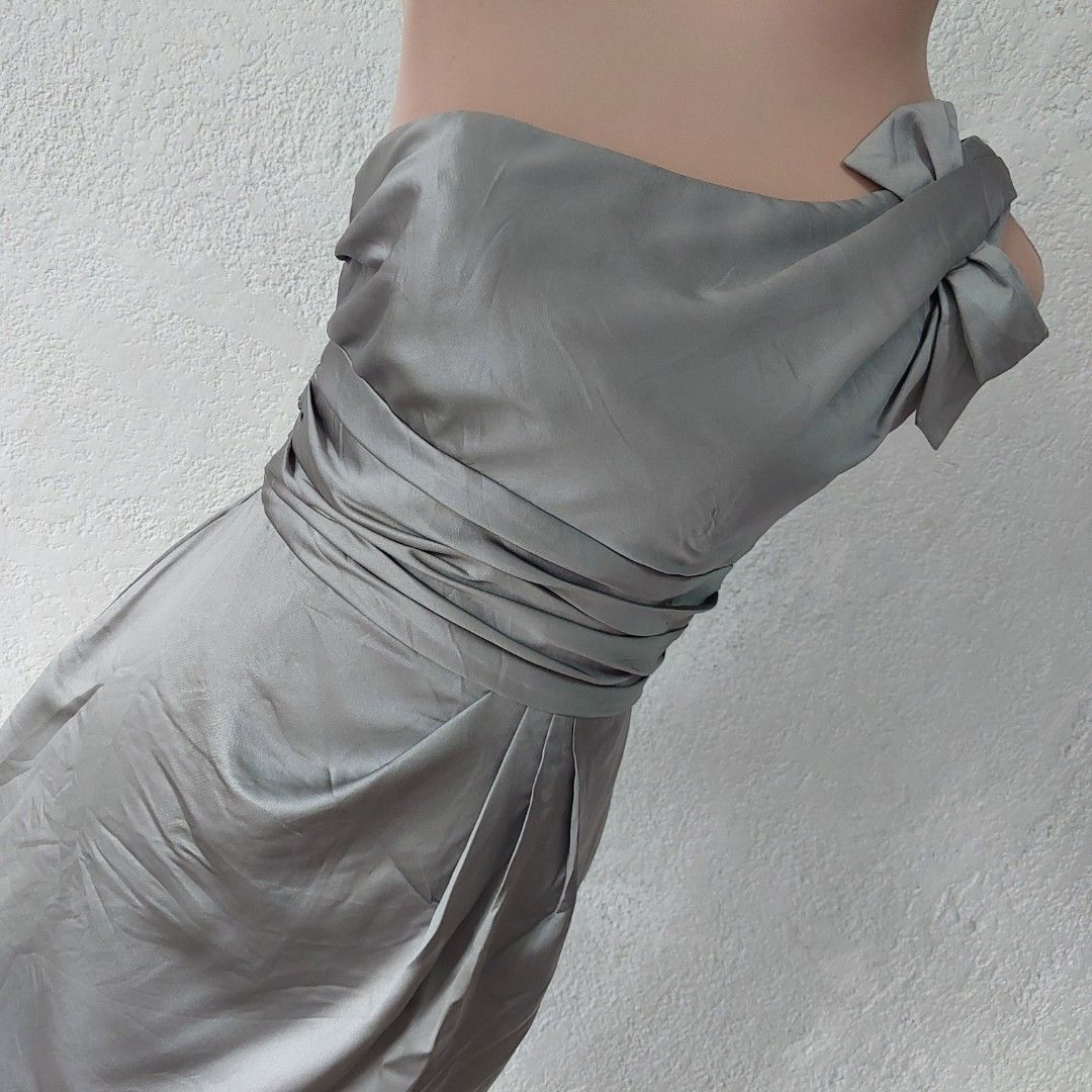 David s Bridal dress silver dress grey dress cocktail dress prenup dress one shoulder dress wedding guest dress formal dress party dress mini dress