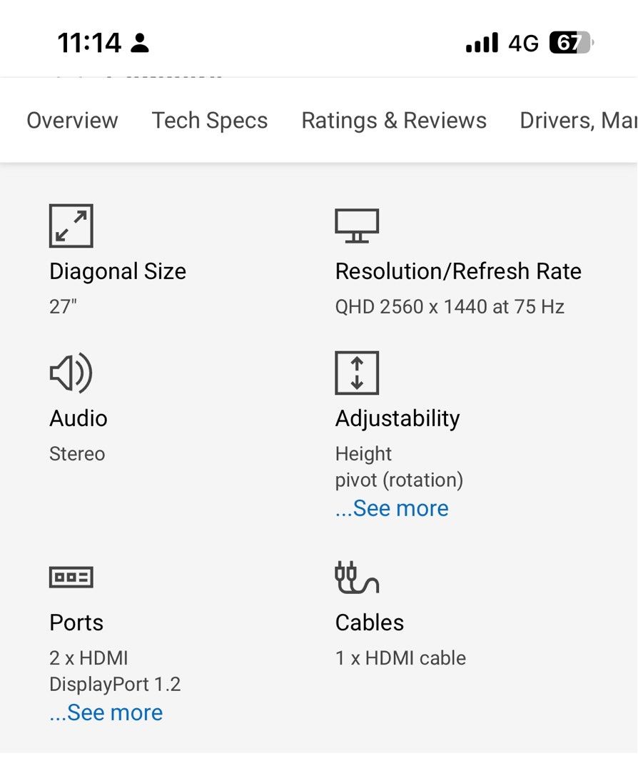 DELL MONITOR 27 Inch 2721DS, Computers & Tech, Parts & Accessories