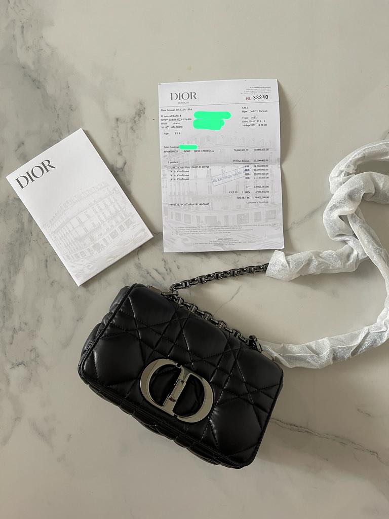 Dior Caro Small Black SHW calfskin, Barang Mewah, Tas Dompet di