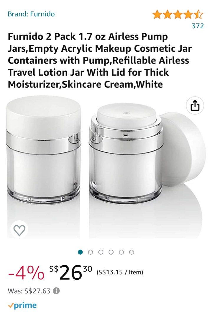 drunk elephant dupe container; refillable airless pump cosmetic jar for