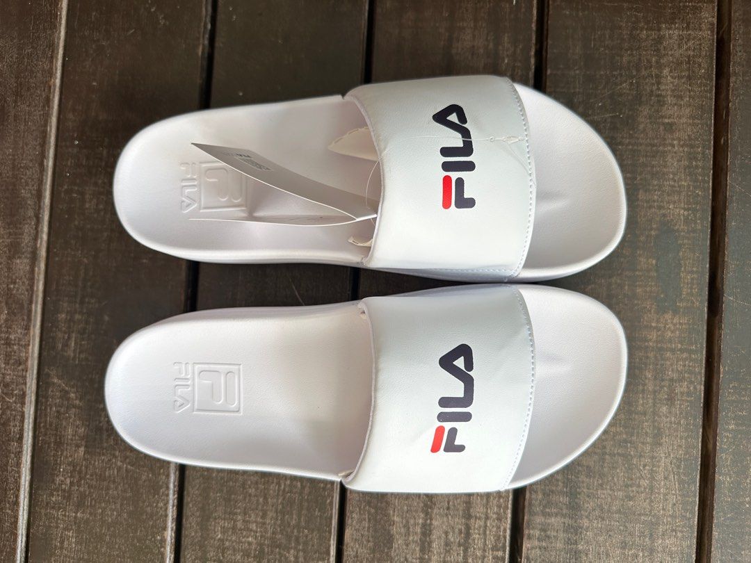 White top fila slippers