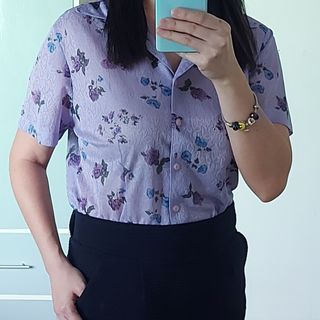 Floral Lavender korean blouse