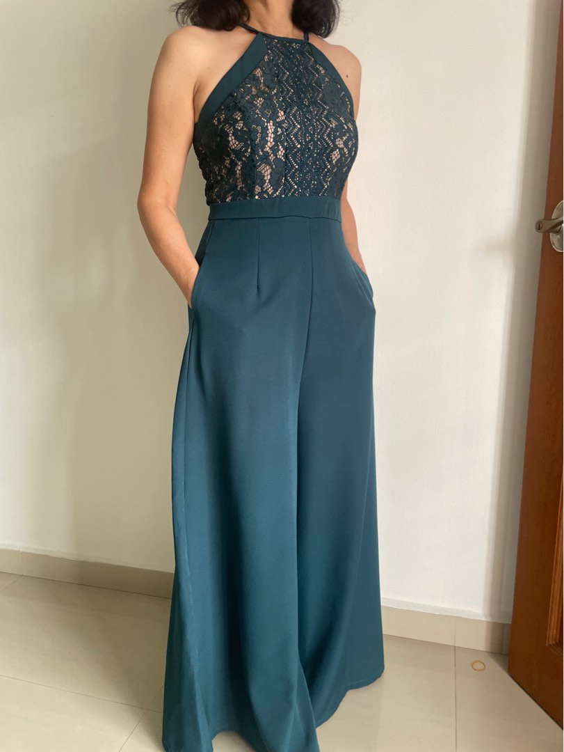 Forest Green WrapFlow Modest Jumpsuit