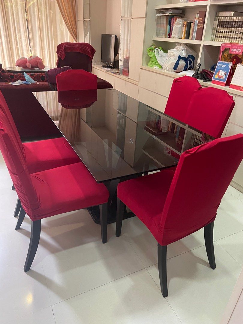 Free Large Dining Table with 6 chairs, Furniture & Home Living