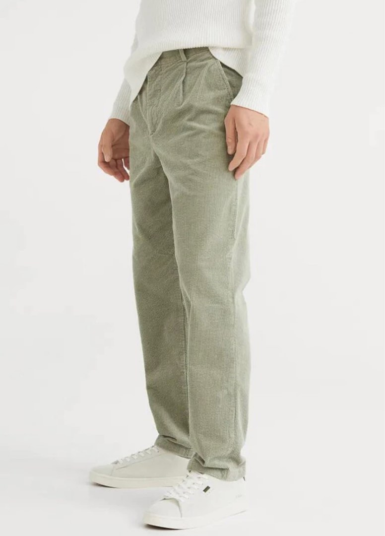 H M Green Corduroy Pants Trousers Men s Fashion Bottoms