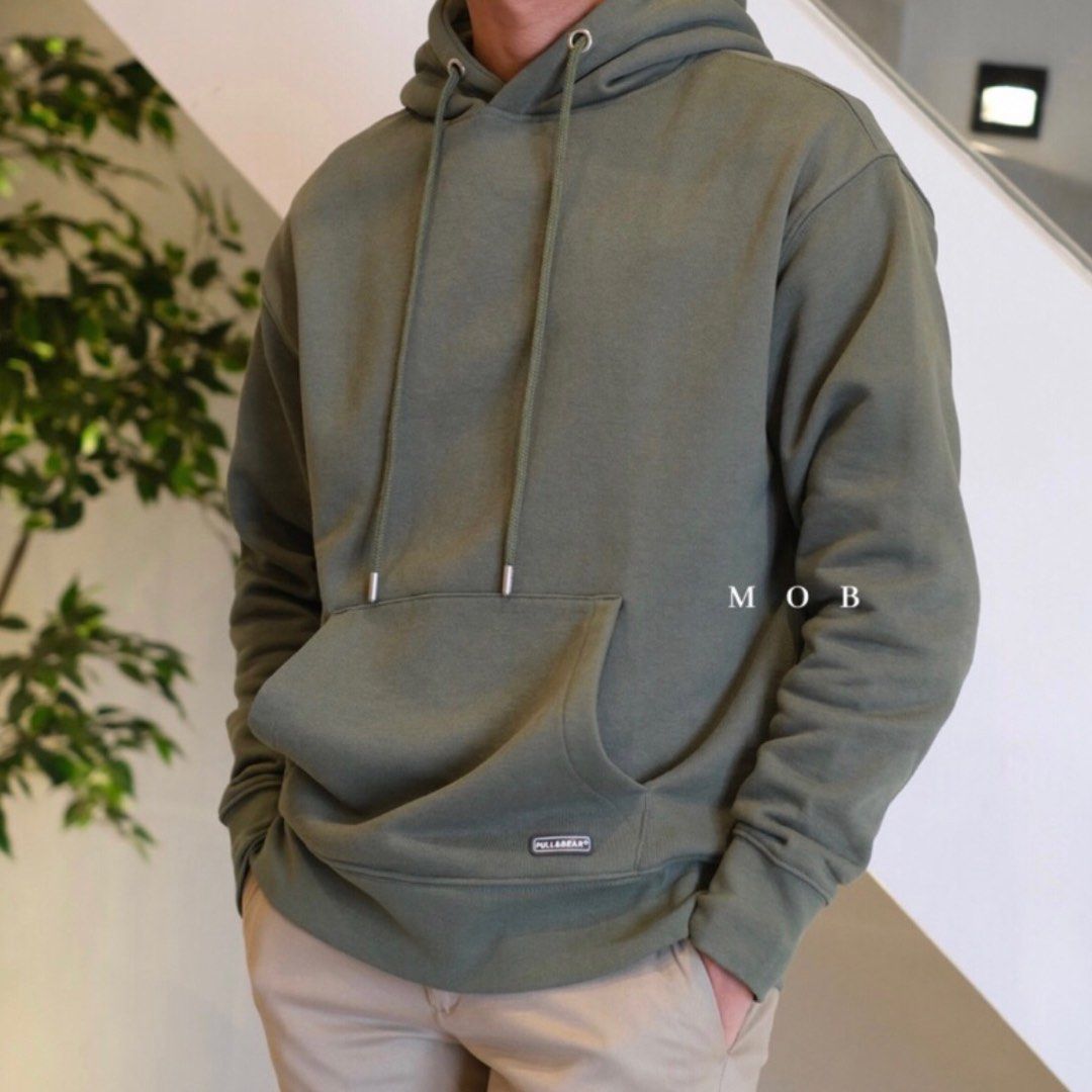 Hoodie pull bear olive oversize