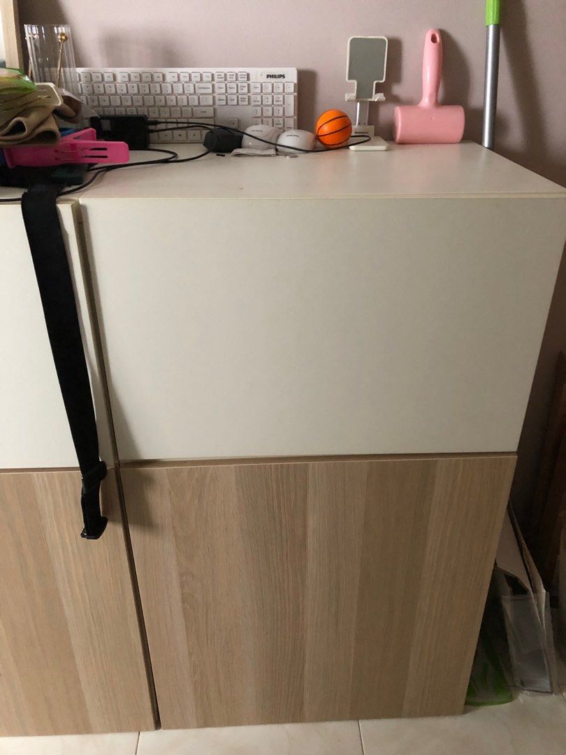 Ikea besta shelf (birch, white), Furniture & Home Living, Furniture