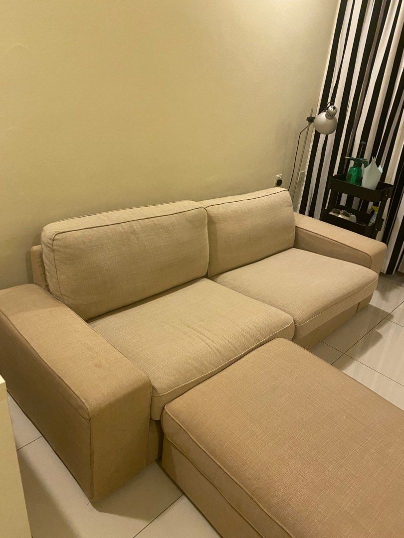 IKEA KIVIK SOFA + FOOTREST, Furniture & Home Living, Furniture, Sofas on Carousell